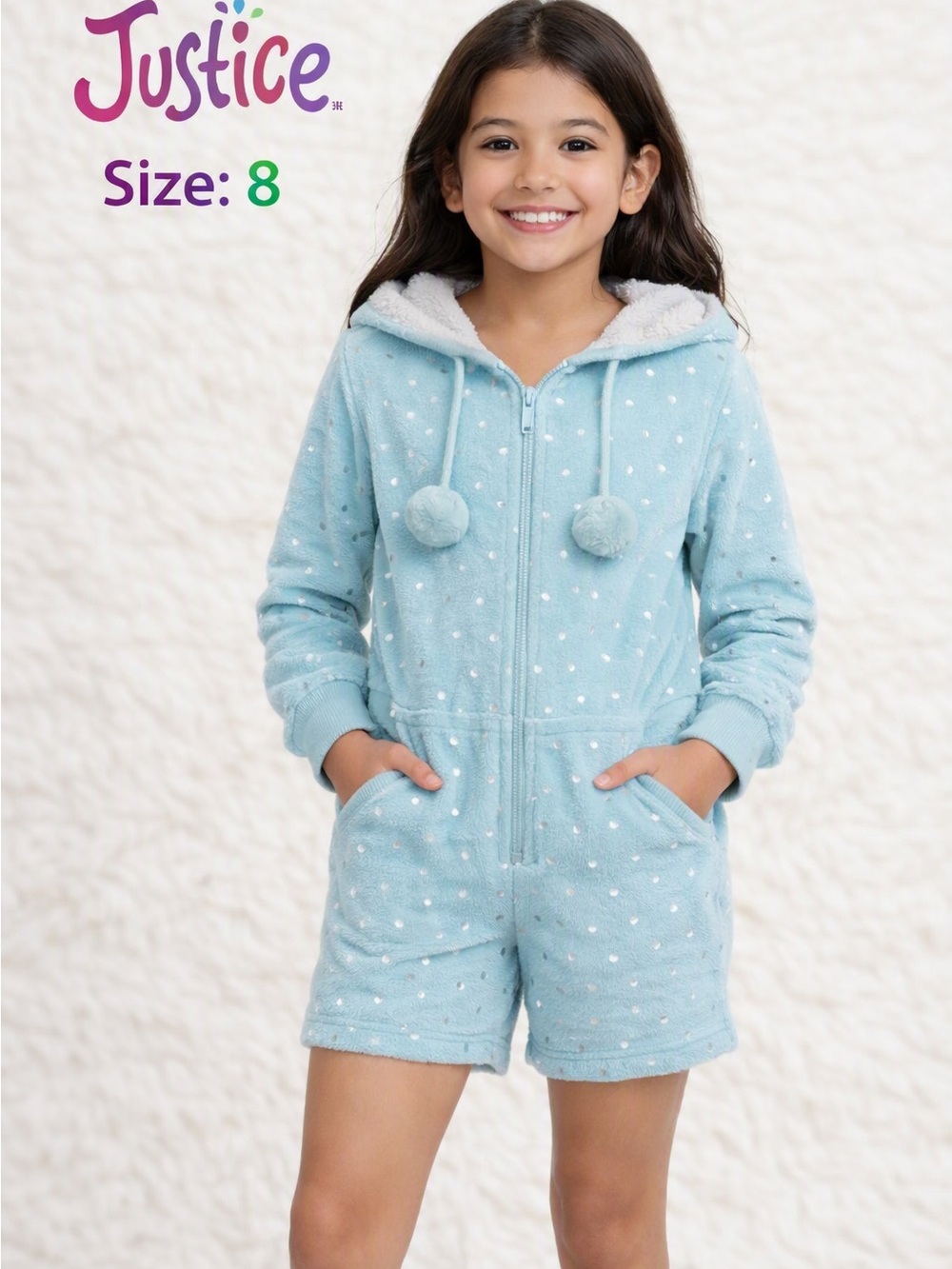 Justice Fleece Shorts Romper – Size 8 – Good Condition